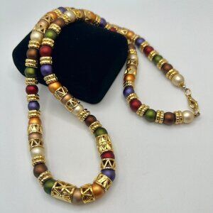 Schiavon Venezia Italy Multi Color Glass Bead Necklace
